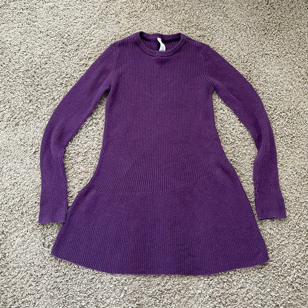 Ivivva Top of The Whirl Long Sleeve Knit Sweater Dress Ribbed Purple Size 12